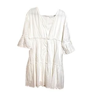 Shein curve low cut white flowy dress